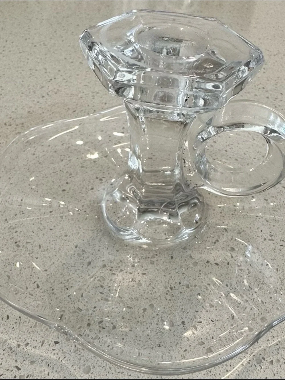 Clear Glass Floral Edge Candle Holders - Set of 2